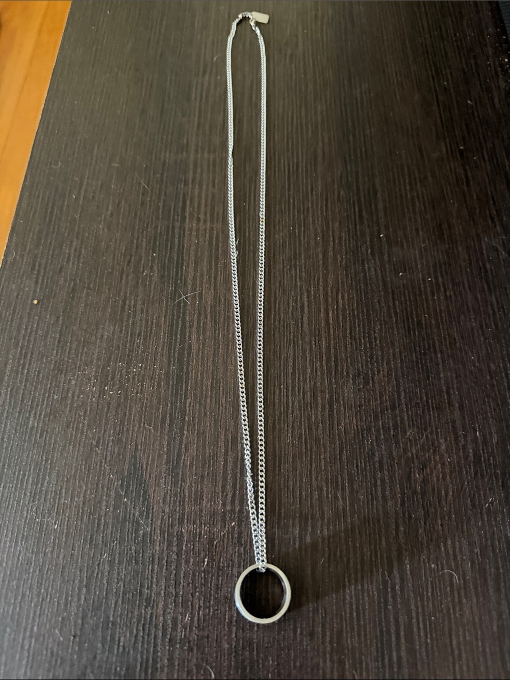 Guess Silver Men's Circle Pendant Necklace